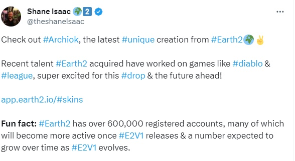 Earth2 registered user 600000